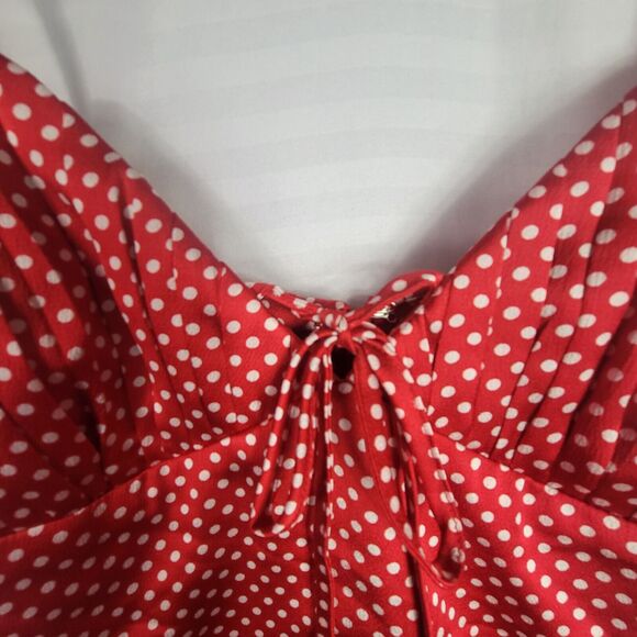 Fashion Nova Red White Polka Dot Mini Dress Adjustable Tie Straps - Picture 4 of 10